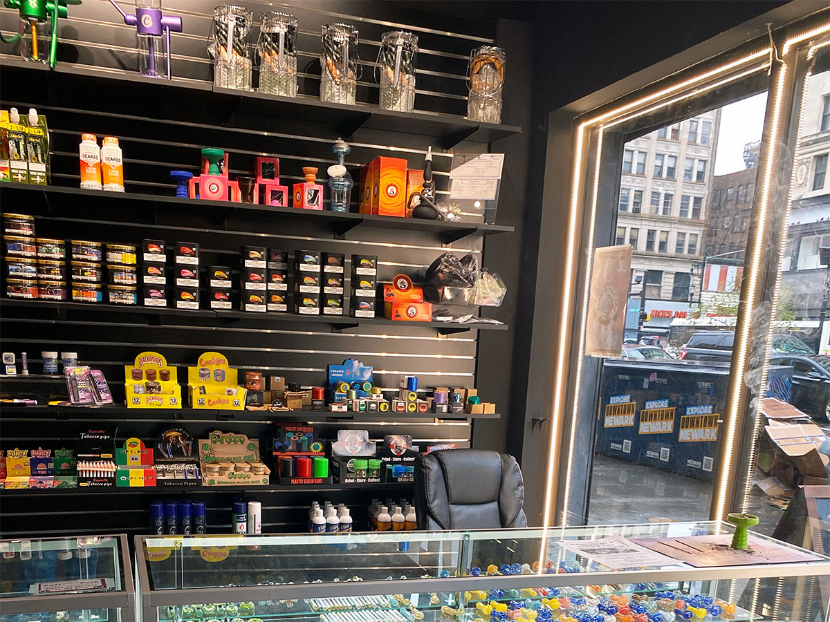 A product display of smoking accessories and more at our smoke shop near East Orange, New Jersey.