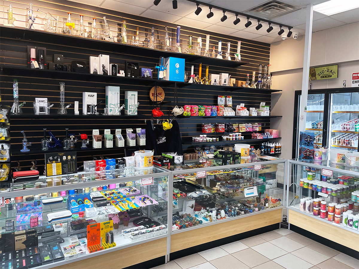 A product display of smoking accessories and more at our smoke shop near Fanwood, New Jersey.