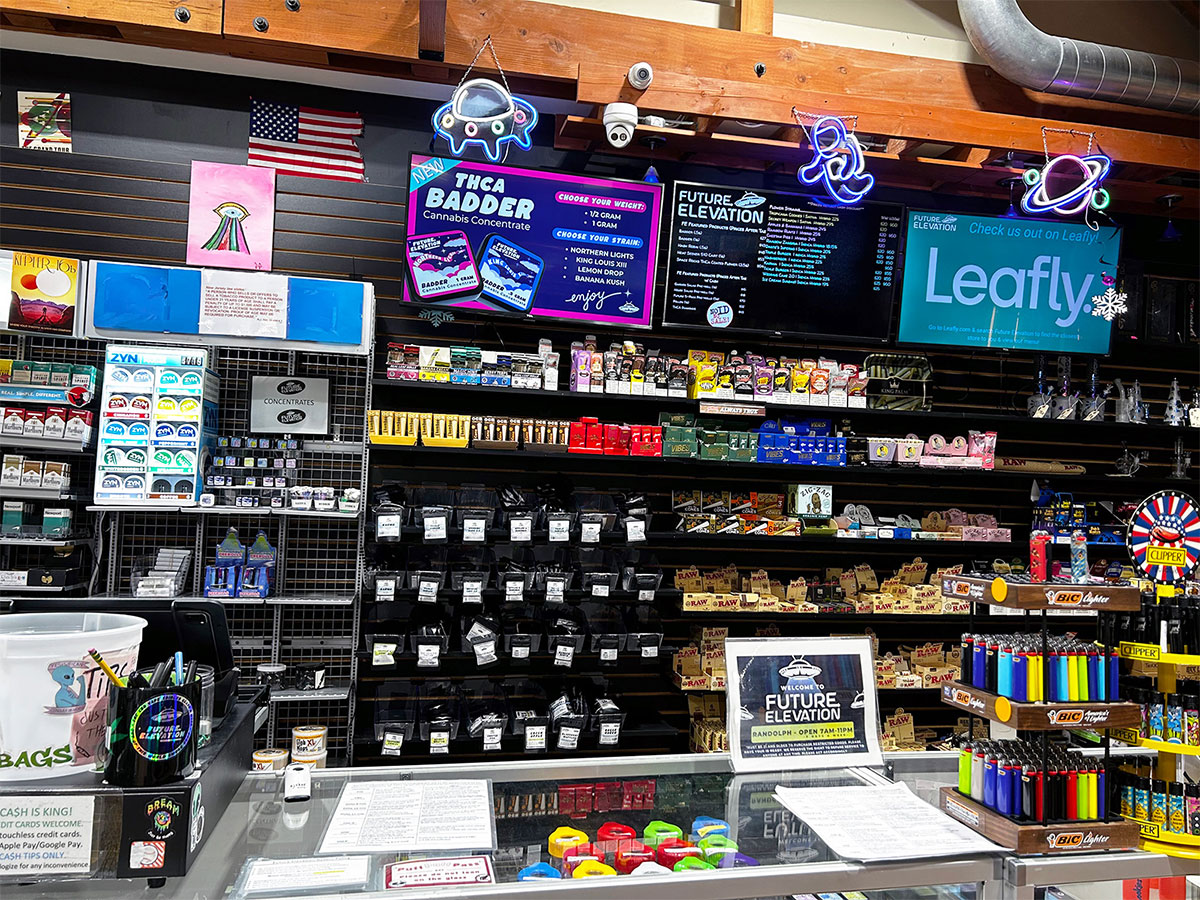 A product display of smoking accessories and more at our smoke shop near Landing, New Jersey.